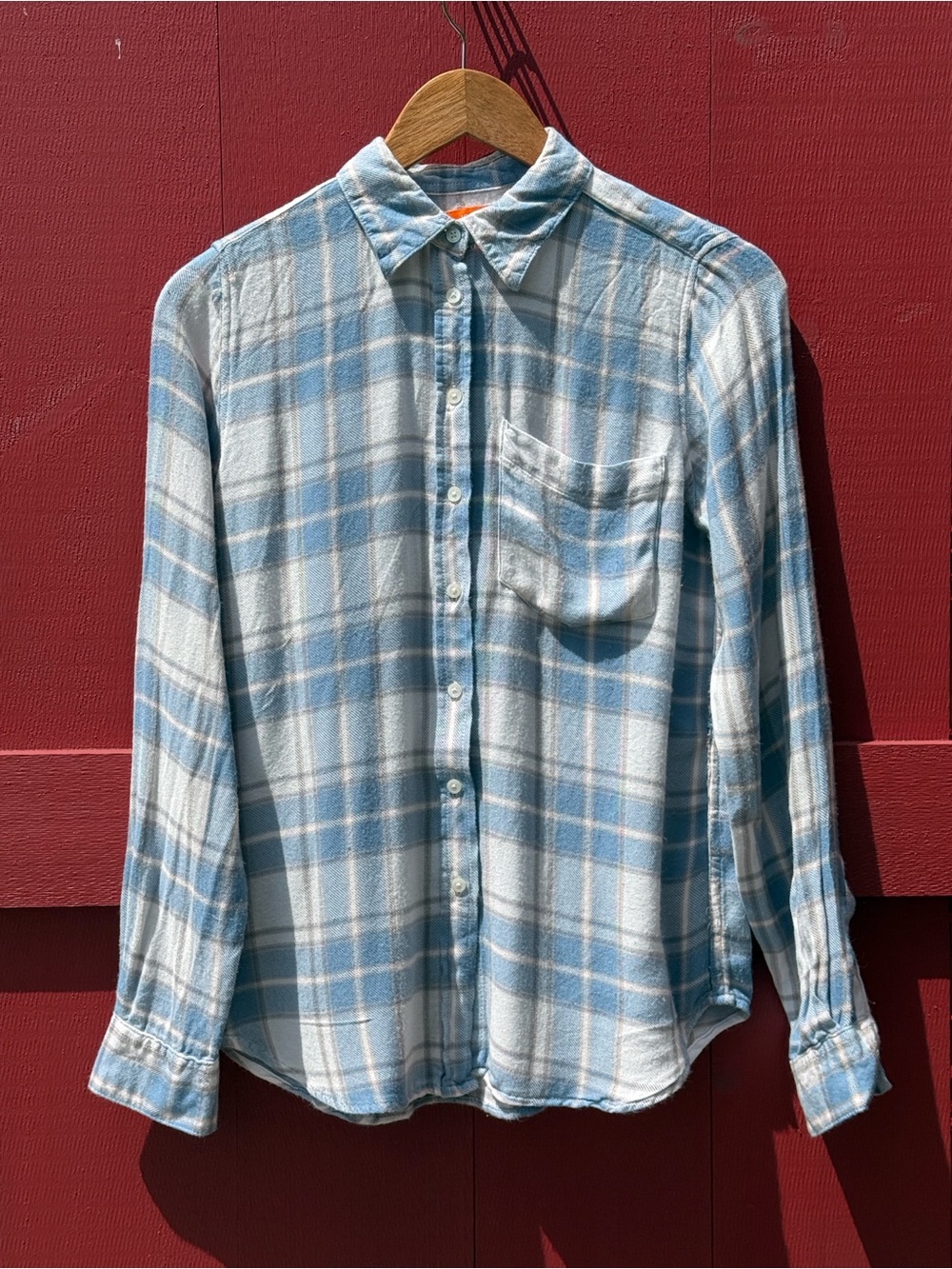 Light Blue Plaid women’s Button-Up Shirt